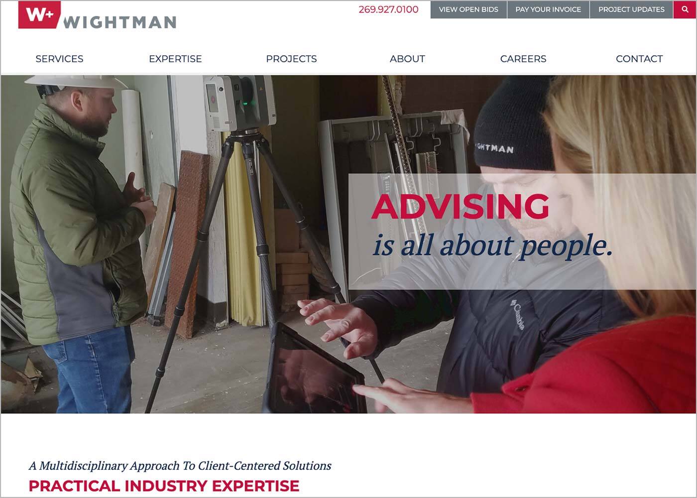 Wightman website homepage